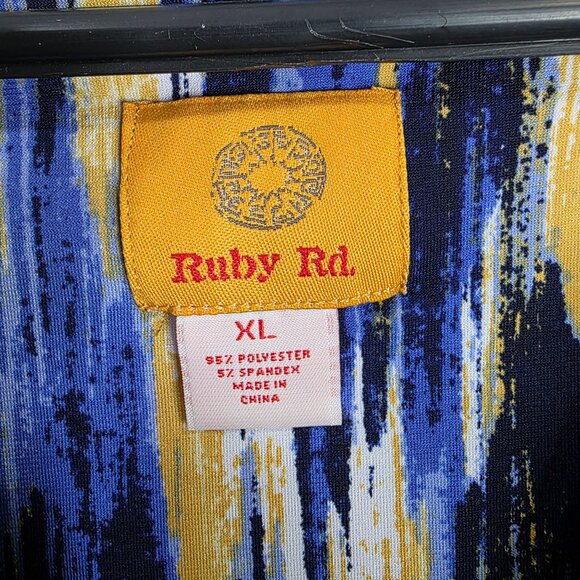 Womens Ruby Rd Sleeveless Blue Yellow Abstract Print Maxi Dress Polyester XL - Picture 2 of 6